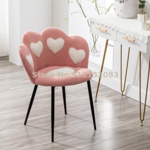Light luxury dining chair net red makeup chair pink dressing stool simple creative princess fairy backrest nail salon desk chair