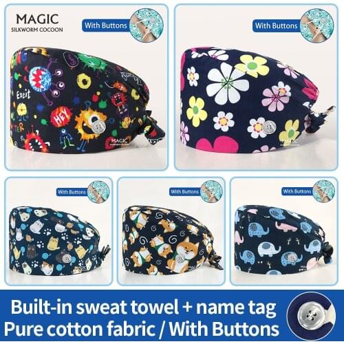Unsiex Medical work scrubs hat health nursing scrubs caps Pet Grooming Agency doctor work hat Health service Surgical scrubs cap