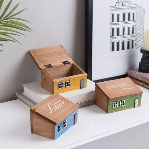 Retro Storage Box органайзер для хранения Ocean Wind Creative Finishing Clamshell Wooden Boxes Mobile Phone Keys Case Desktop