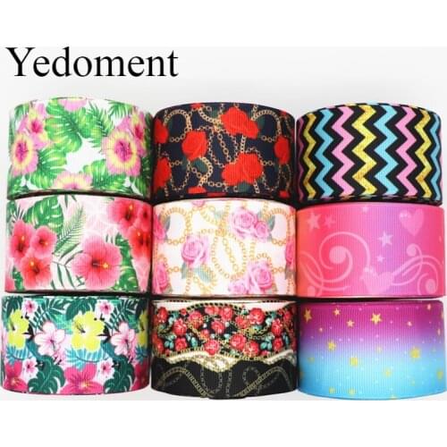 10 Yards 1.5'' 38MM Flowers Printed Grosgrain Ribbons For Hair Bows DIY Handmade Materials Y19101603
