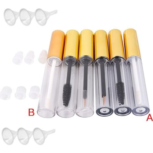 1x Eyelash tube + 1x Eyeliner tube + 1x Lip Gloss tube Empty Cosmetic Tube with Wand Funnels Rubber Inserts DIY Container Hot