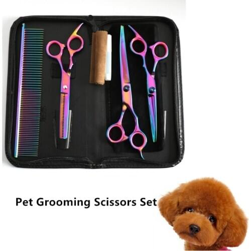 4Pcs/Set Pet Grooming Scissors Thinning Curved Shears For Cat Dog Fur Shaver Cutting