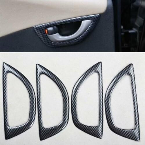 For Honda Fit 2008-2011 4PCS Carbon Fiber ABS Car Door Interior Handle Protector Cover Trim Moldings Car Styling