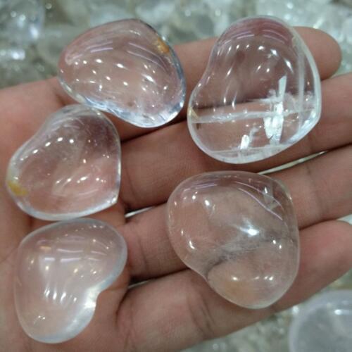 5pcs Natural Clear White Heart Shape Quartz Crystal Reiki Display Specimen