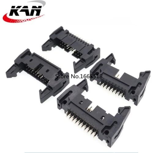 5PCS 2.54mm Pitch Straight Hook Horn Socket Connector DC2-6/8/10/14/16/18/20/24/30/34P Buckle For Flat Ribbon Cable IDC Socket