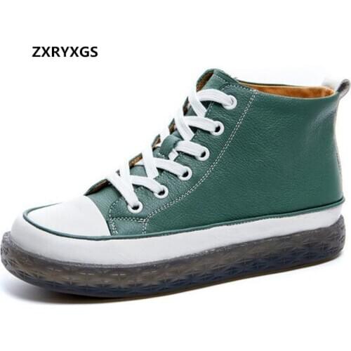 Promotion New 100% Natural Genuine Leather Shoes Autumn Ankle Boots Casual Sneakers Shoes Flat Fashion Casual Boots Women Boots