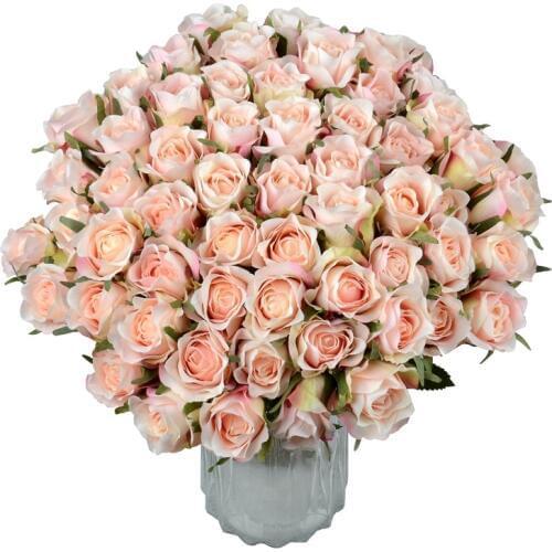 12pcs/lots Silk Rose Flower Bouquet Wedding For Wedding Home Decoration Bride Holding Arrangement Table Artificial Flowers