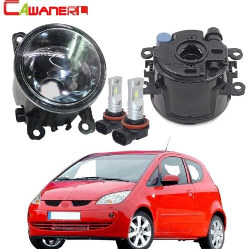 Cawanerl For 2004-2012 Mitsubishi Colt Hatchback Car Front Fog Light Lampshade + H11 LED / Halogen Lamp DRL 12V Accessories