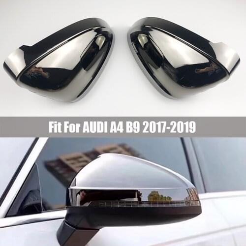 Black silver Side Wing Mirror Caps For Audi A4 A5 B9 Allroad Quattro S4 S5 2017 2018 2019 Car Mirror Covers Tungsten Steel Black