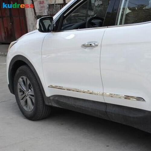 For Hyundai Santa Fe IX45 2013 2014 2015 Chrome Car Side Door Trim Strip Molding Stream Panel Bumper Hoods Styling Accessories