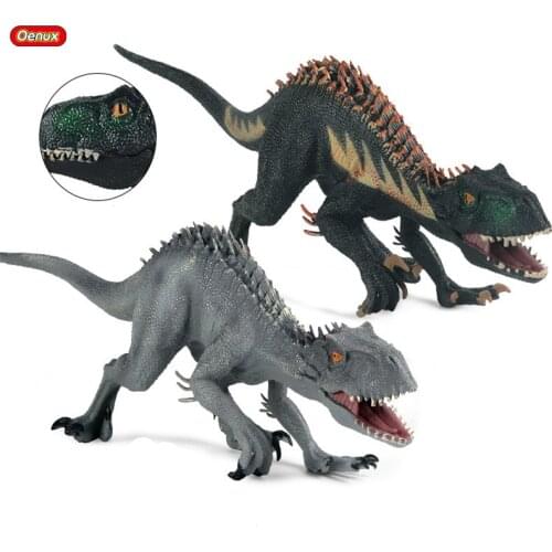 Oenux New Jurassic Indominus Rex Velociraptor Action Figures Open Mouth Savage Tyrannosaurus Dinossauro Toy PVC Animals Model