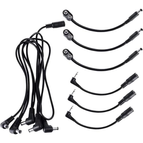 Guitar Effect Cable Set, 5-Way Daisy Chain Cable, Battery Clip Cable,Power Supply Converter Cable for Guitar