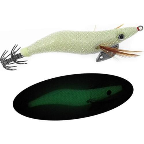 1Pcs Squid Hooks 2.5# 3.5# Artificial wood Shrimp Lure Squid Jig Luminous Octopus Cuttlefish Shrimp Bait Pesca fishing tackle