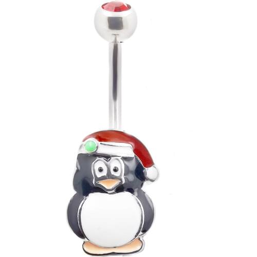 JHJT 14G Belly Button Rings 316L Stainless Steel Animal Penguin Body Jewelry Belly Piercing Nombril Rings For Women