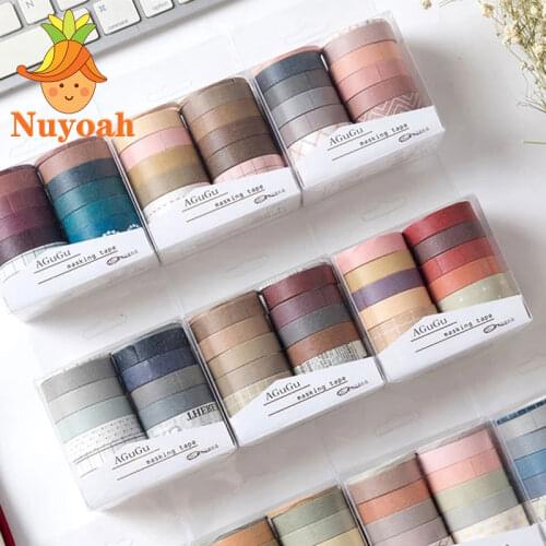 10pcs/pack Grid Washi Tape Set Decorative Adhesive Tape Solid Color Masking Tape For Stickers Scrapbooking DIY Stationery Tape