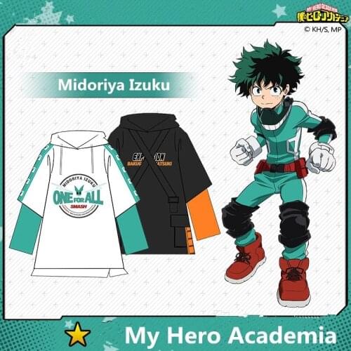Anime Deku Midoriya Izuku Cosplay Costumes My Hero Academia Hoodies Bakugou Katsuki Sweatshirt Splice Pullover Sportswear Top