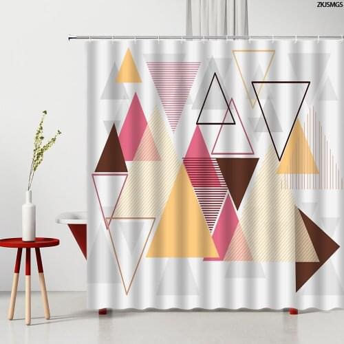 Creative Geometric Shower Curtains Set 3D Abstract Art Design Fashion Nordic Home Wall Decor Bathroom Door Fabric Bath Curtain