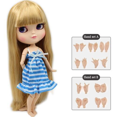 ICY DBS DOLL free shipping small breast azone body fortune days 280BL0736 golden hair with bangs 30cm with hand set