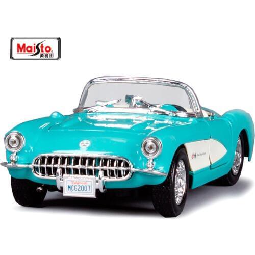 Maisto Black 1957 Chvrolet Corvette 1:24 Scale Alloy Car Model Diecasts & Toy Vehicles High Quality Collection Kids Toys Gift