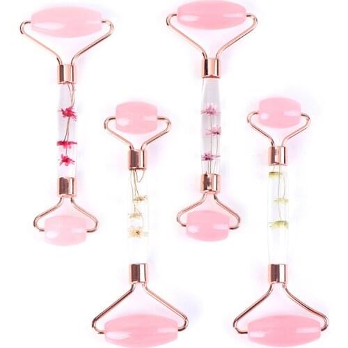 Natural Jade Roller Jade Stone Gua Sha Set Rose Quartz Board Face Massager Facial Roller Anti Aging Massage For Back Body Neck