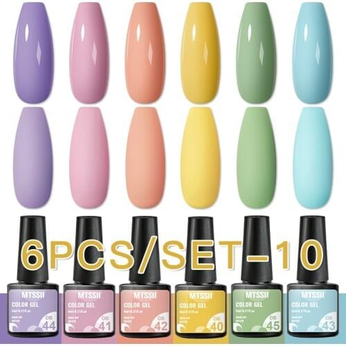 Mtssii 6PCS Nail Gel Set For Manicure Nails Art Design Glitter Color Gel Lacquer Soak Off Semi Permanent UV Gellak Kit