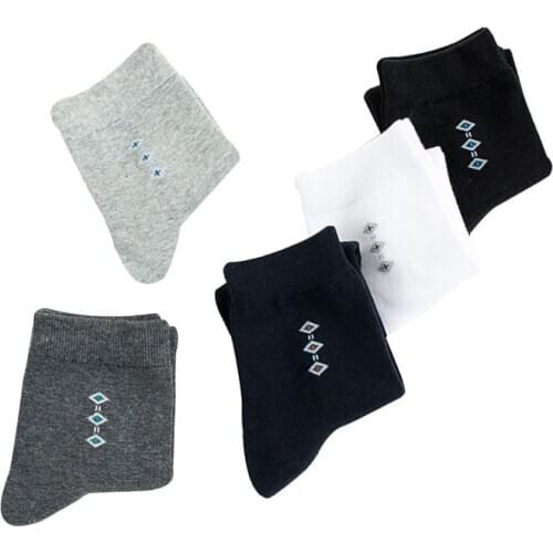 5 Pair Men Sock Casual Pure Cotton Mitsubishi Pattern Tube Sock Men Fashion Solid Color Funny Happy Socks 2021 Hot Sale Men Sock