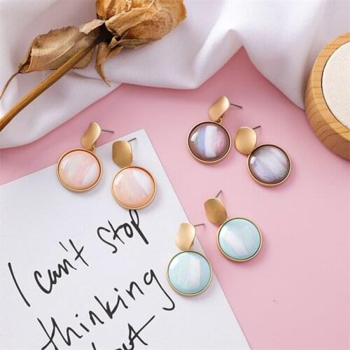 New Korean Sweet Abstract Texture Fashion Drop Earrings Round Dangle Earrings Wedding Geometric Jewelry Gift For Lover Friends