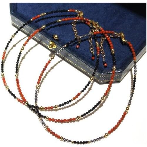 New Favorite Jewelry Wholesale Red Jasper Black Spinel Hematite 14K Gold Filled Anklet 26+4cm Fine Jewelry Girl Women Gift