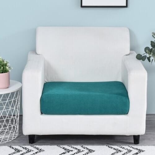 Plain Color Sofa Seat Cushion Cover Chair Cover Furniture Protector Polar Fleece Jacquard Thick Stretch Removable Slipcover 1PC