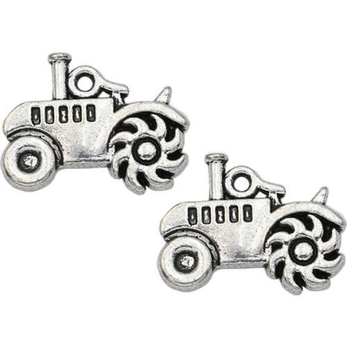 Tractor Charms Antique Silver Plated Pendants Fashion Jewelry DIY Jewelry Making 15x19mm