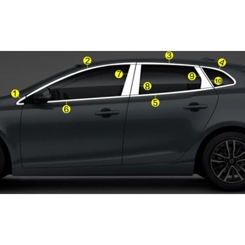 Full Window Middle Pillar Molding Sill Trim Chromium Styling Strips Stainless Steel For volvo V40 2013-2020