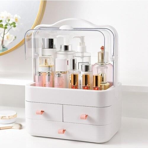 Large capacity portable portable makeup box dustproof cosmetics nail polish jewelry storage box multi-layer storage box