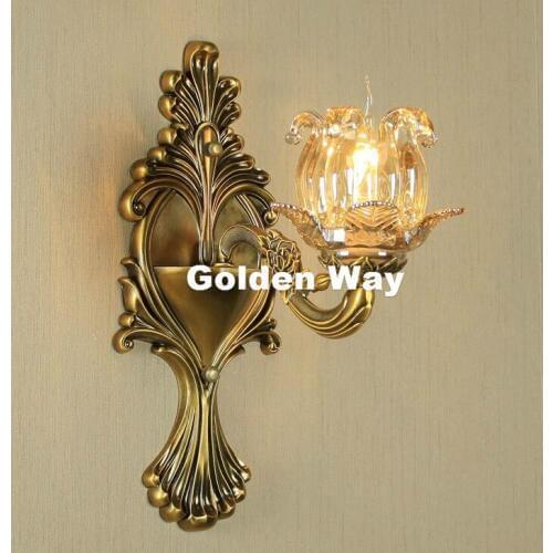 Luxury Crystal Wall Light Bronze Color Wall Sconces Lamp Crystals Wall Brackets Light for Bedroom Living Room Wall Lighting