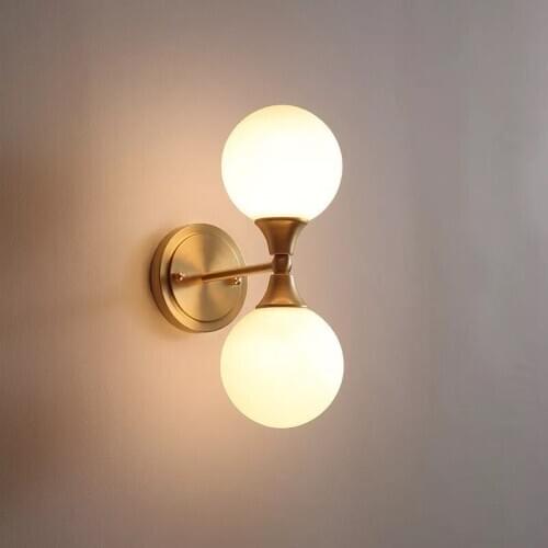 Nordic 2 Glass Bubble Bedside Wall Lamp Modern Led Bedroom Light Fixtures Art Home Loft Decor Parlor Corridor Wall Sconce Lamp