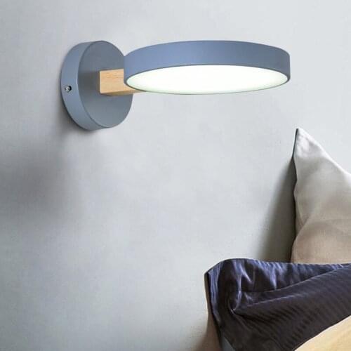LED Modern Wall Lamp Nordic Wood Wall Light Bedroom Dimmable Bedside Lamp Eye Protection Sconce for Living Room Study Luminaire