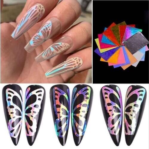 GLOW butterfly in the DARK Nail Art Water Decal Transfer Decoration Stickers New