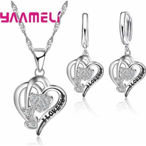 Mysterious Cool Luxury Romantic Style Double Love Shape With "Love You" Advertising Jewelry 925 Sterlng Silver For Men