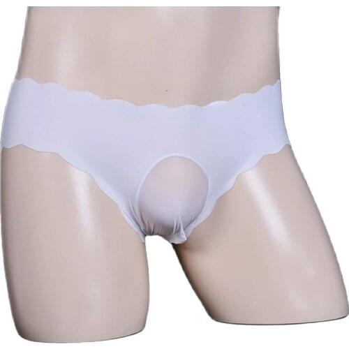 Sexy Low Waist Wavy Edge Erotic Mens Brief Ice Silk Sex Lower Body Convex Bag Briefs Gladiator Clothing Nightclub Gay Underwear