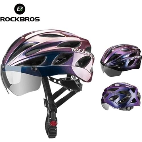 ROCKBROS Bicycle Helmet Men EPS Integrally-molded Breathable Cycling Helmet Men Women Goggles Lens Aero MTB Road Bike Helmet