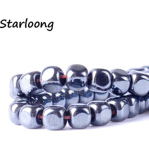 Top quality 4mm Natural stone bright black color square loose hematite beads for DIY jewelry necklace bracelet making