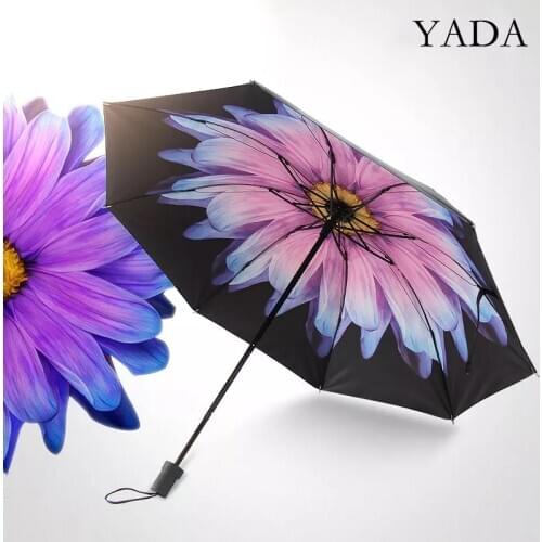 YADA New Ins Star&Flower Pattern 3-Folding Umbrella Rain UV Child girl Umbrella For Women Windproof Flowers Umbrellas YS200194