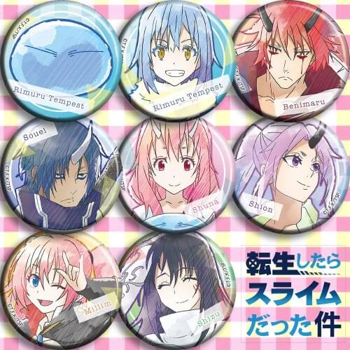 Japan Anime Tensei shitara Slime Datta Ken Cosplay Bedge Cartoon Collect Badge For Bags Hats Clothes Button Pins Brooch Gift HOT