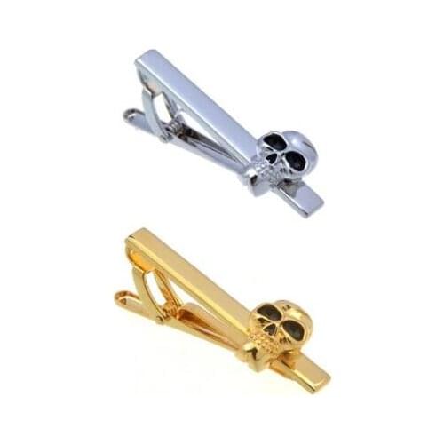 10pcs/lot Tie Clips Skull SkeletonTie Clips Gold/Silver Copper Plating Necktie Bars Pins Mens Gift Jewelry Accessory Wholesale