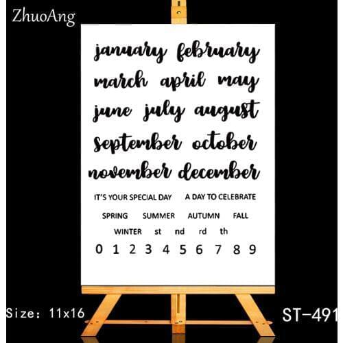 ZhuoAng Calendar Element Season Month Clear Stamps/Seals For DIY Scrapbooking/Card Making/Album Decorative Silicone Stamp Crafts