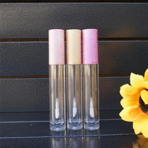 10-100PCS 6ml Empty Lip Gloss Tube Plastic Lipgloss Bottle Container Pink Yellow Purple Cap Cylinder Clear Lip Gloss Bottle