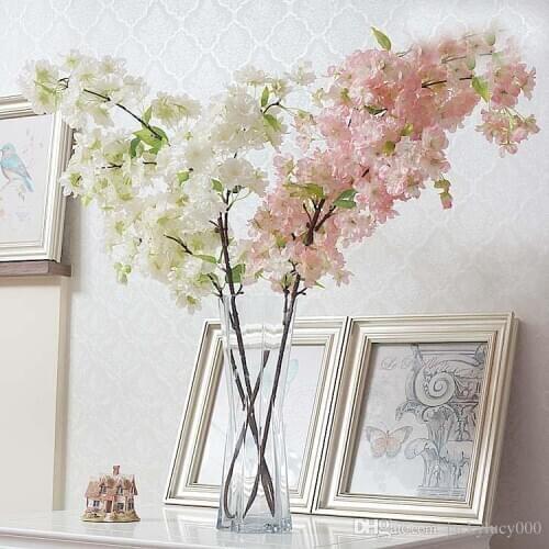 100 CM long artificial bouquet simulation cherry blossom white and pink can be used for family wedding party decoration
