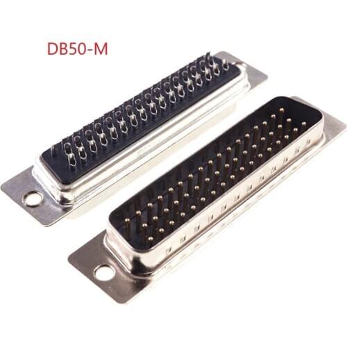 2Pcs D-Sub Connector 50 Position 3 Rows Plug Male Wire Solder Type 50 Pin Industrial Level RoHS