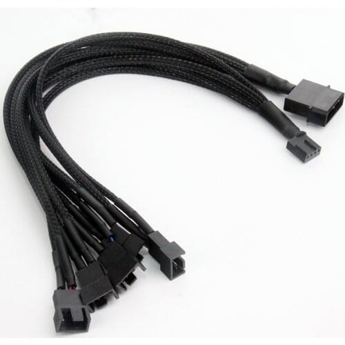 2pcs Computer Fan Line One Point Five 4Pin Fan HUB Hub Big 4Pin Power Supply Small 4Pin Speed Measurement Temperature Control