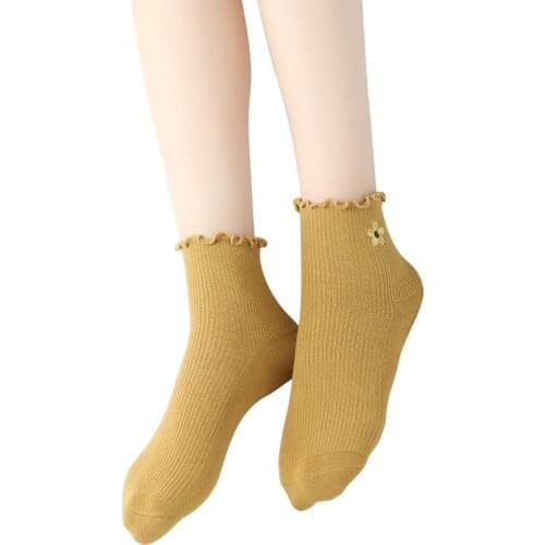 20 Pairs/set Small Flower Ear Socks Kawai Lovely Middle Stockings Pure Cotton Japanese Embroidered Flower Socks High Quality