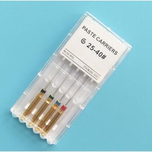 4pcs/box 25mm Dental Paste Carriers Spiral Filler Dental Lentulo Assorted Engine Use for Filling Paste Dentistry Tool